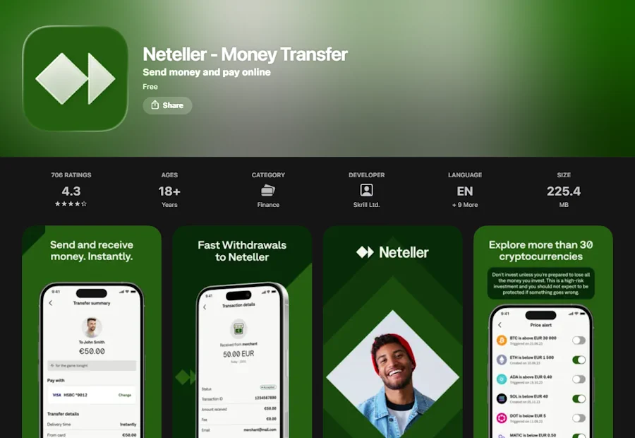 Neteller App App Store Screenshot